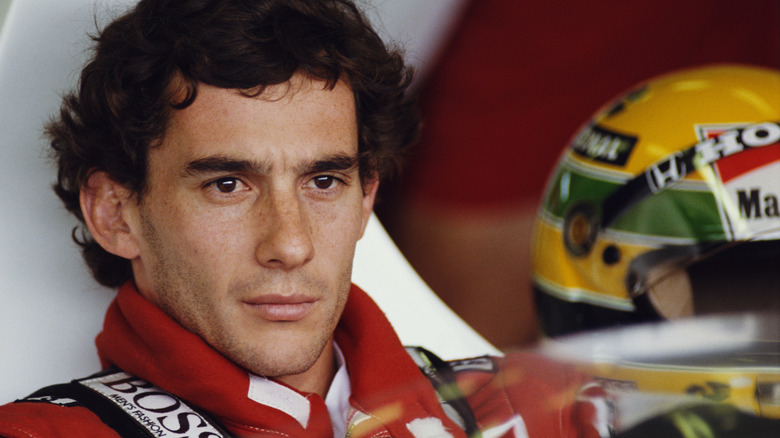 Ayrton Senna preparing for a race