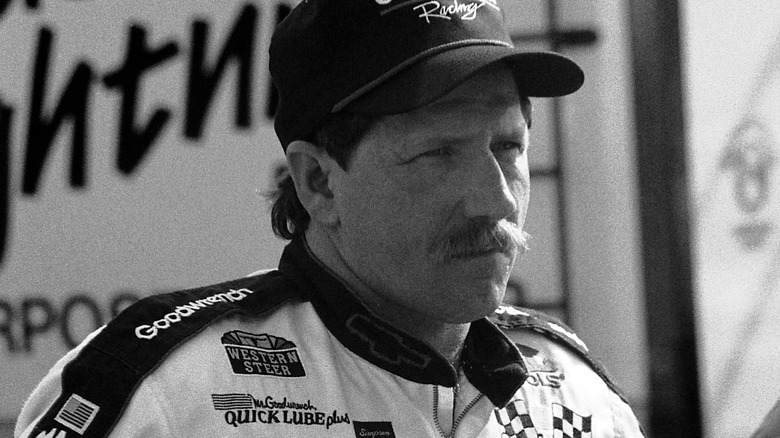 Dale Earnhardt preparing for a race 