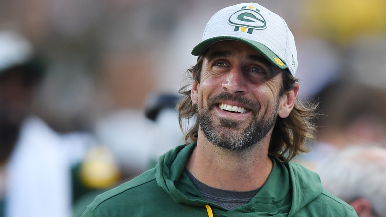 Aaron Rodgers laughing