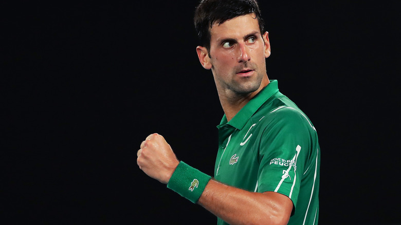 Novak Djokovic celebrating on the court