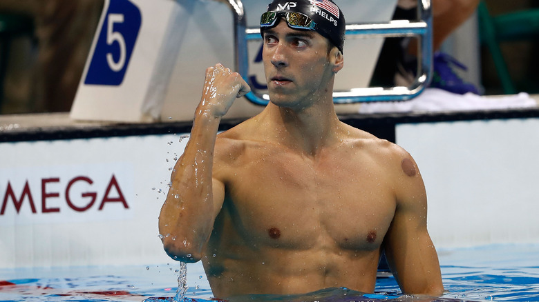 Michael Phelps celebrating