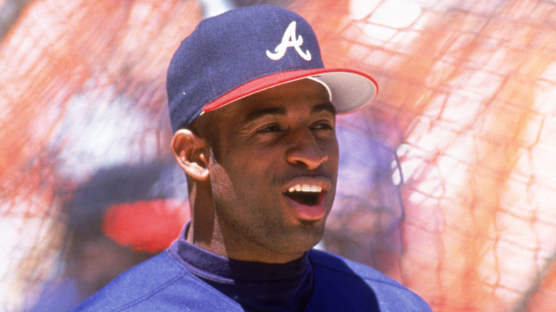 Deion Sanders playing for the Atlanta Braves