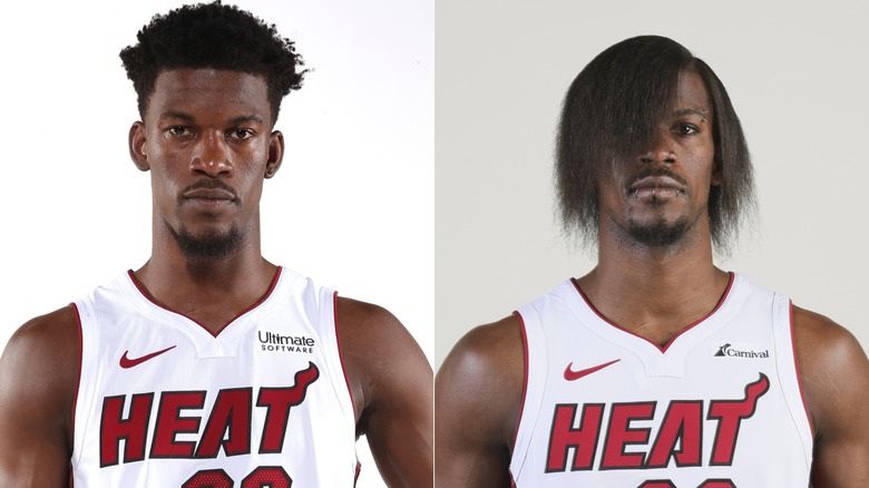 Jimmy Butler with afro, straightened hair