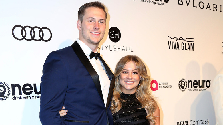 Shawn Johnson and Andrew East smiling