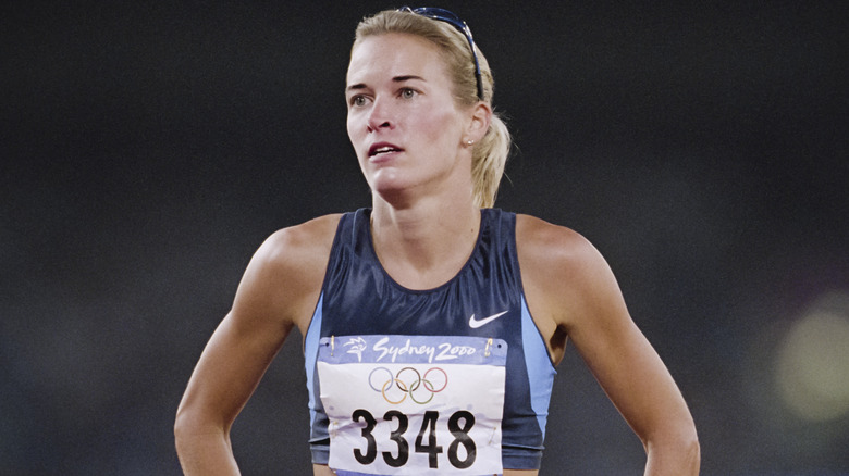 Suzy Favor Hamilton competing in the Olympics