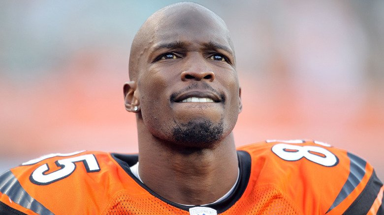 Chad Johnson wearing a Bengals jersey