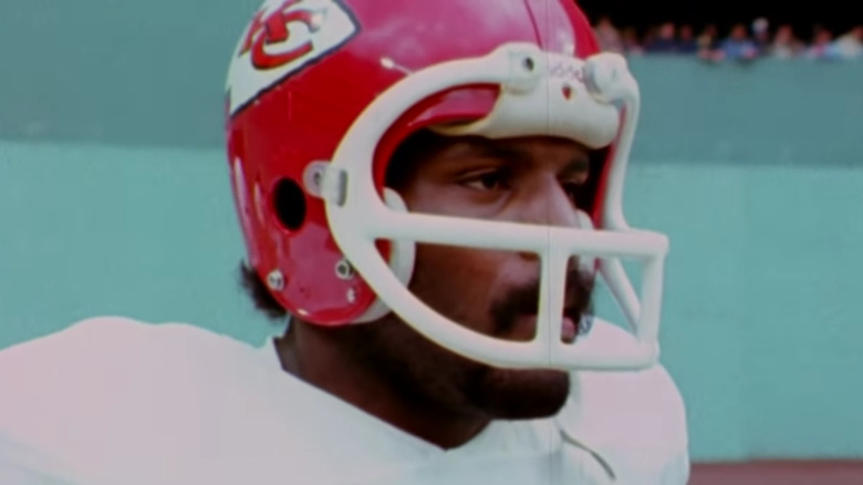 Joe Delaney in a helmet