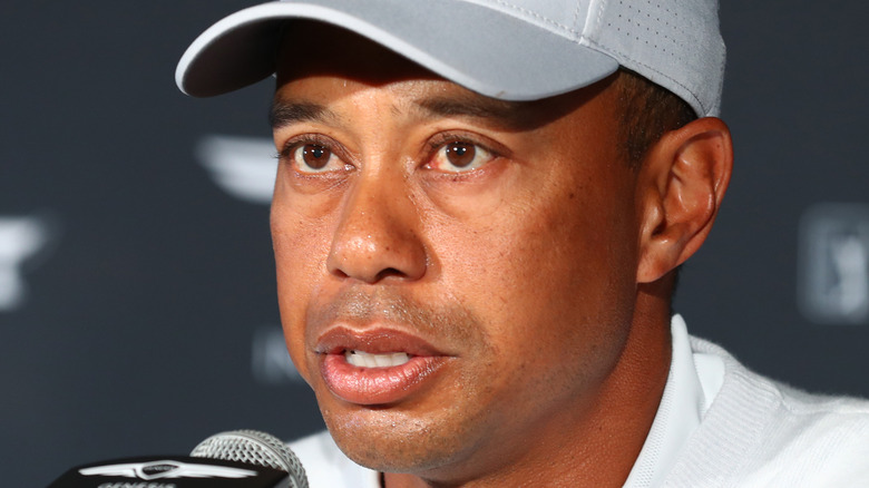 Tiger Woods speaking at press conference 