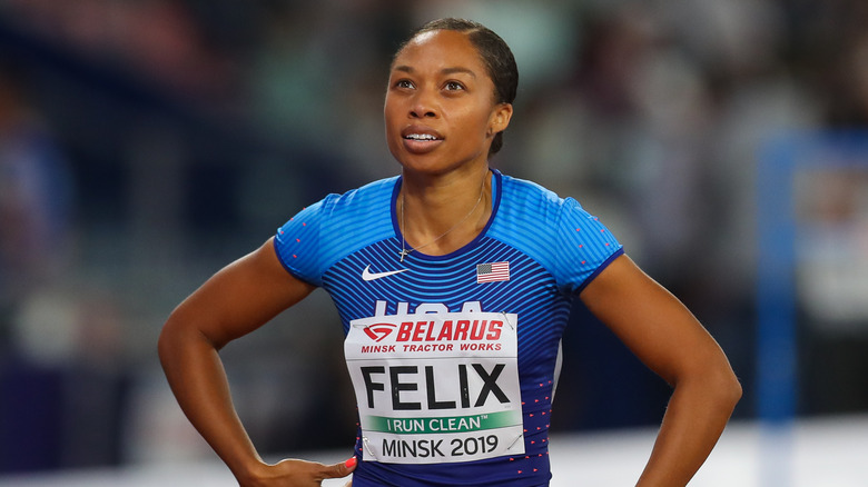 Allyson Felix at a track match