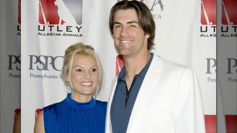 Cole Hamels and Heidi Strobel smiling in Philadelphia in 2009