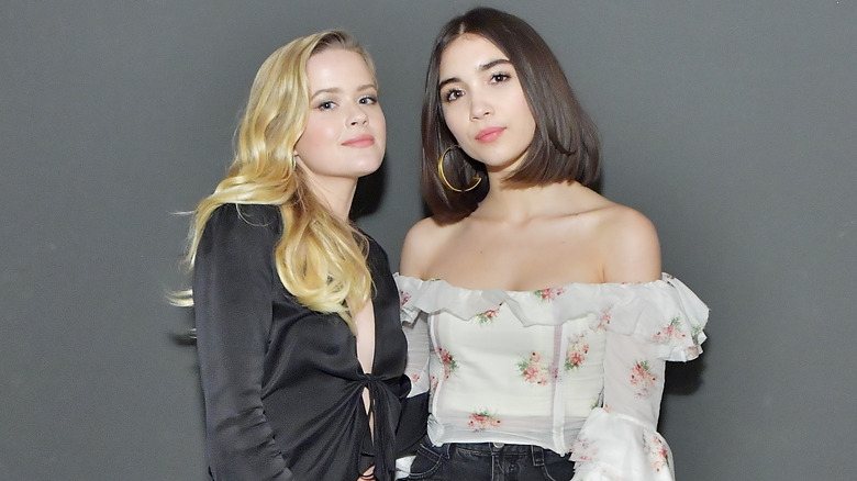 Ava Phillippe and Rowan Blanchard pose on a red carpet