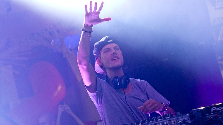 Avicii performs on stage