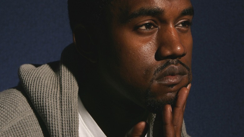 Kanye West looking thoughtful