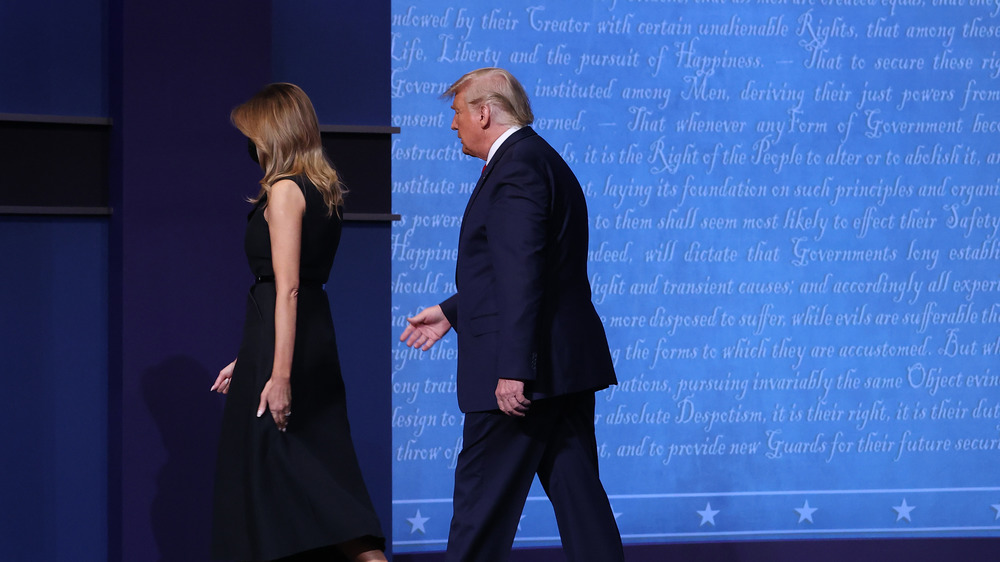 Melania and Donald Trump leaving stage after presidential debate