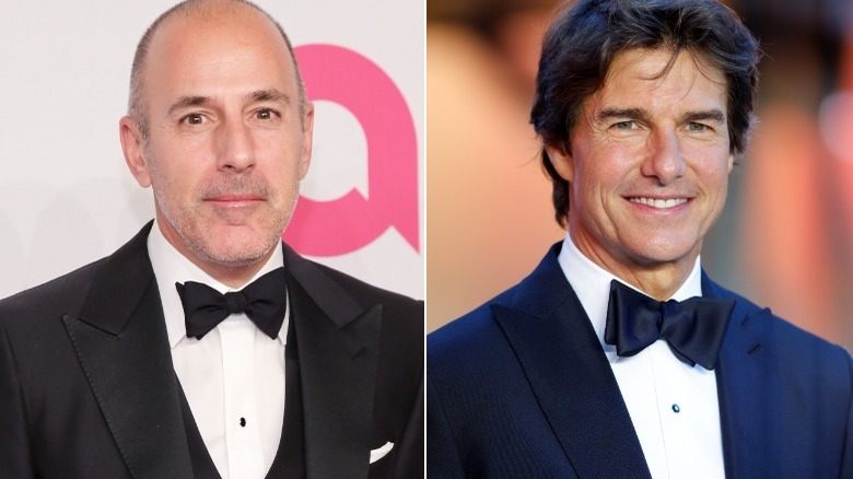 Matt Lauer and Tom Cruise both posing