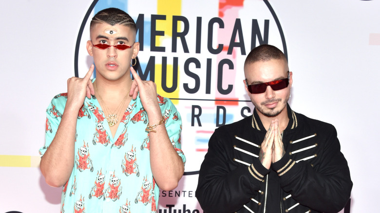 Bad Bunny and J Balvin posing