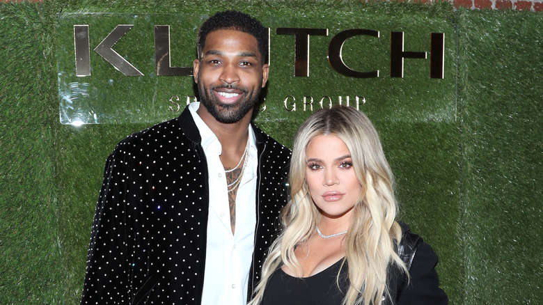 Tristan Thompson and Khloe Kardashian posing