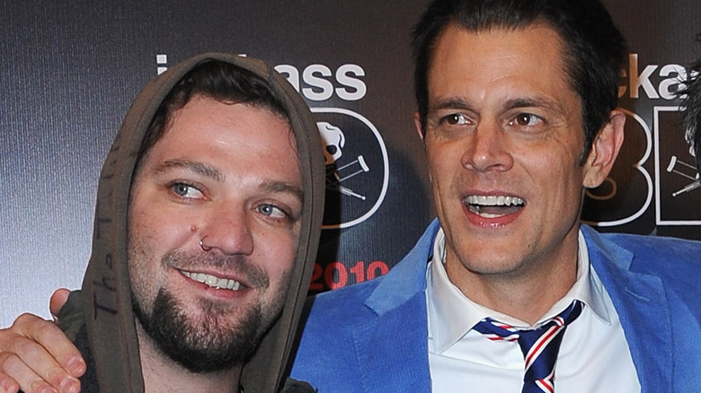 Johnny Knoxville with his arm around Bam Margera