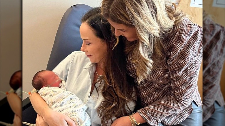 Barbara Bush and Jenna Bush holding baby Cora 