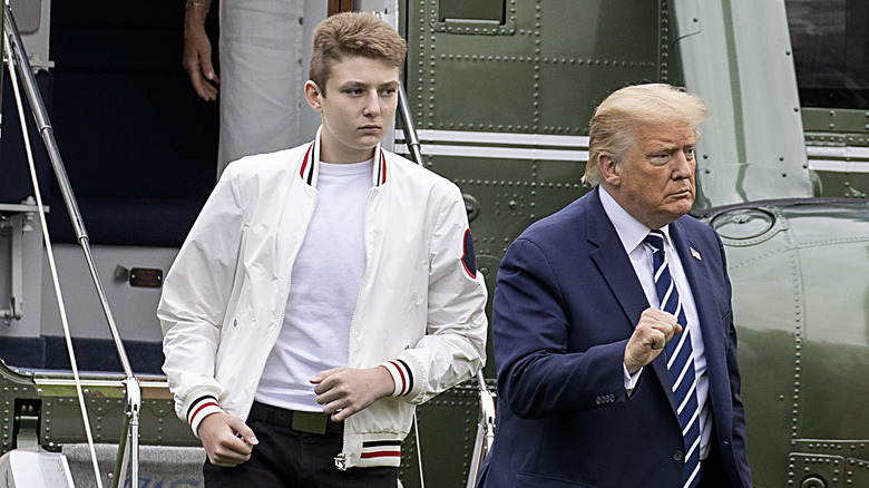 Barron, Donald Trump exiting Marine One