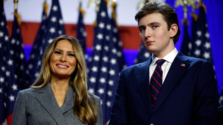 Melania Trump and Barron Trump on election night