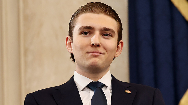 Barron Trump with slicked back hair