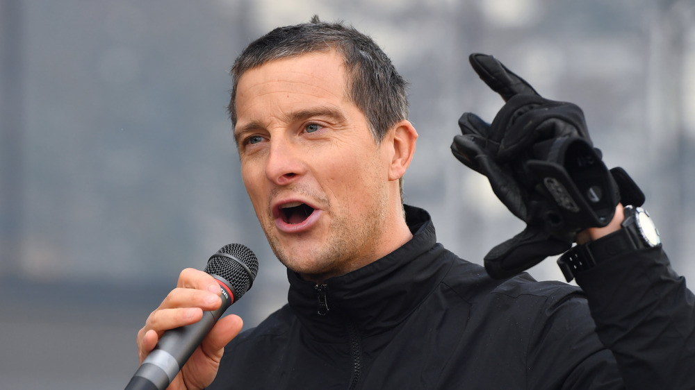 Bear Grylls speaking at an event 