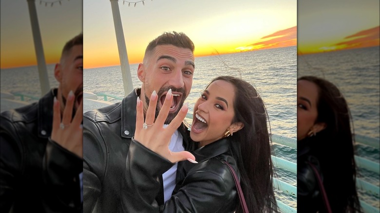 Becky G showing off engagement ring with Sebastian Lletget