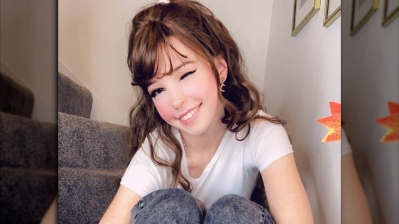 Belle Delphine sitting winking