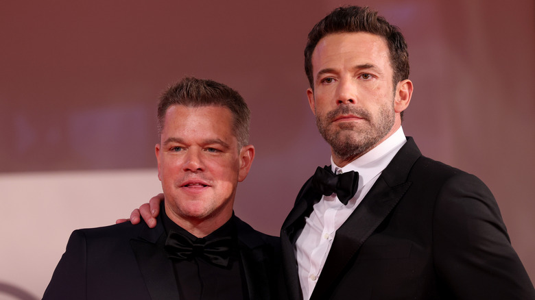 Matt Damon and Ben Affleck are pictured at the premiere of "The Last Duel"