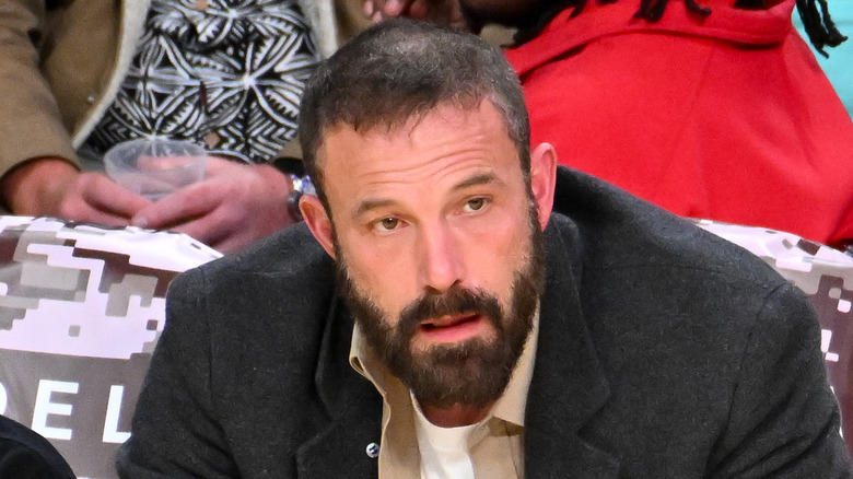 Ben Affleck sitting courtside at a Lakers game