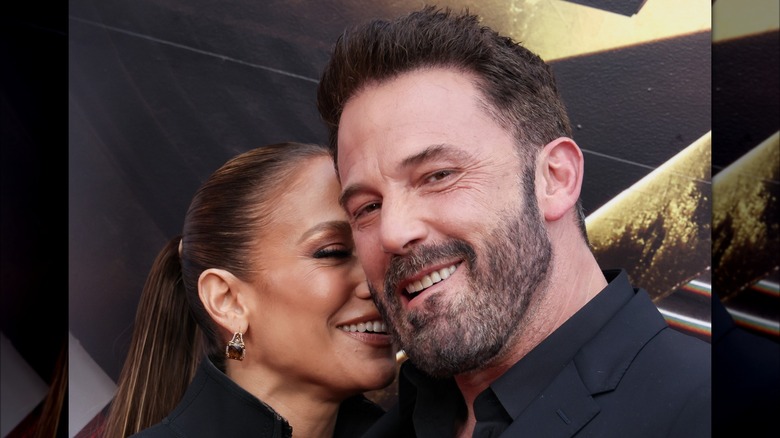 Jennifer Lopez and Ben Affleck cozying up at the premiere for "The Flash."