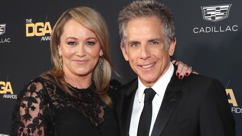 Christine Taylor and Ben Stiller smiling