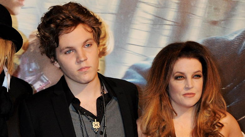 Benjamin Keough on a red carpet with mom Lisa Marie.