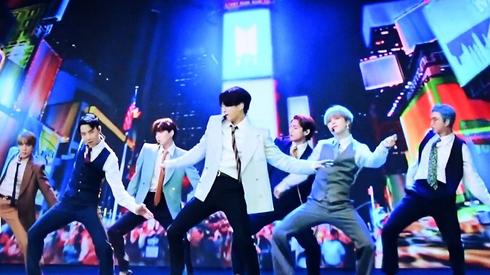 BTS performing Dynamite during the 2020 MTV VMAs