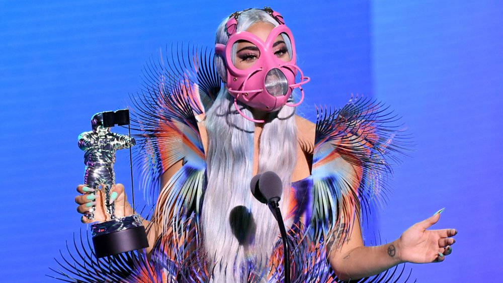 Lady Gaga wearing one of many masks she donned for the 2020 MTV VMAs