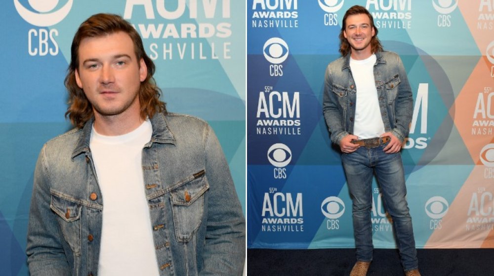 Morgan Wallen in a denim jacket and jeans