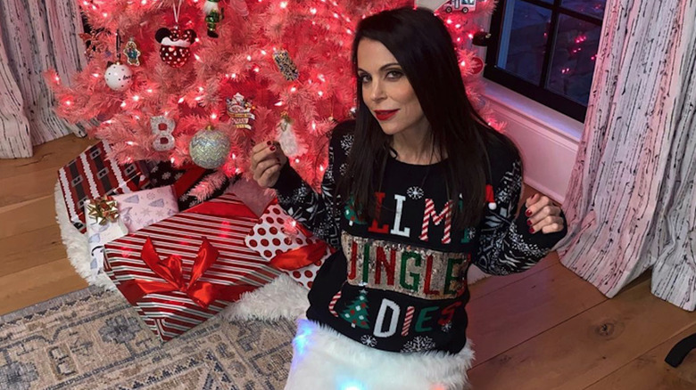 Bethenny Frankel near the Christmas tree