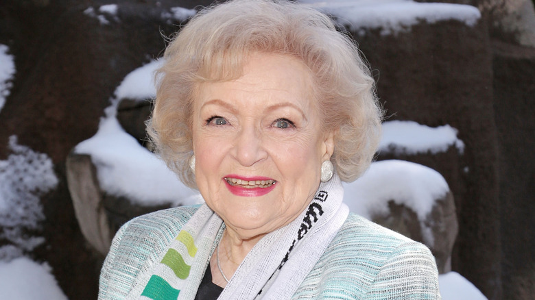 Betty White wearing scarf