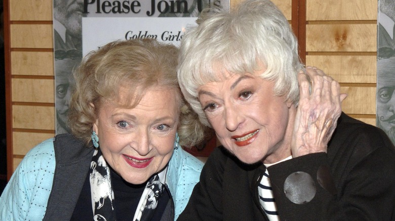 Betty White and Bea Arthur sitting together