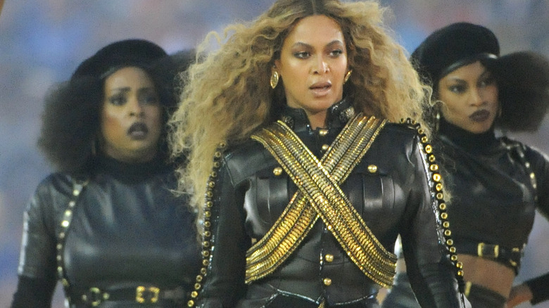 Beyonce performing at the Super Bowl