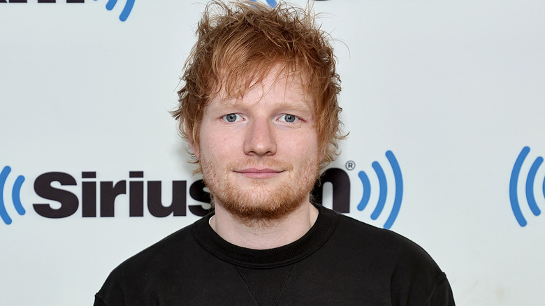 Ed Sheeran posing at Sirius XM