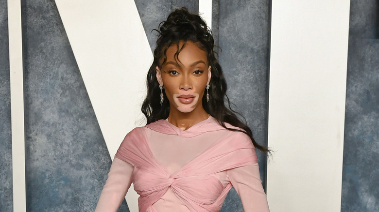 Winnie Harlow posing at an event