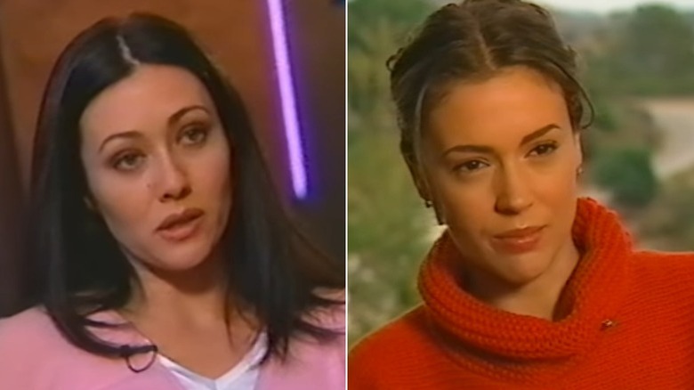 Shannen Doherty and Alyssa Milano being interviewed