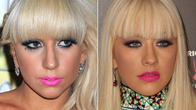 Split image of Lady Gaga Christina Aguilera