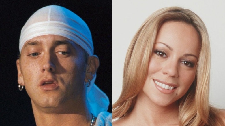 Split image Eminem Mariah Carey