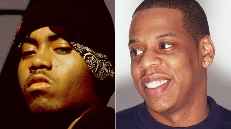 Split image of Nas and Jay Z