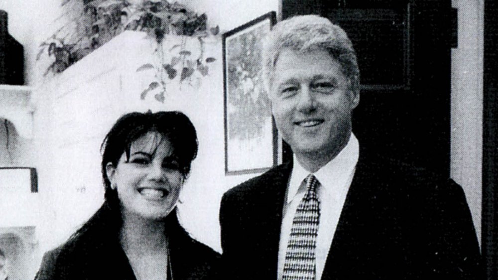 Monica Lewinsky and Bill Clinton at a White House function