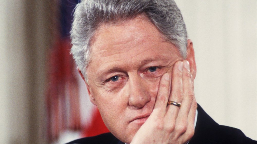 Bill Clinton at a press conference in 2000