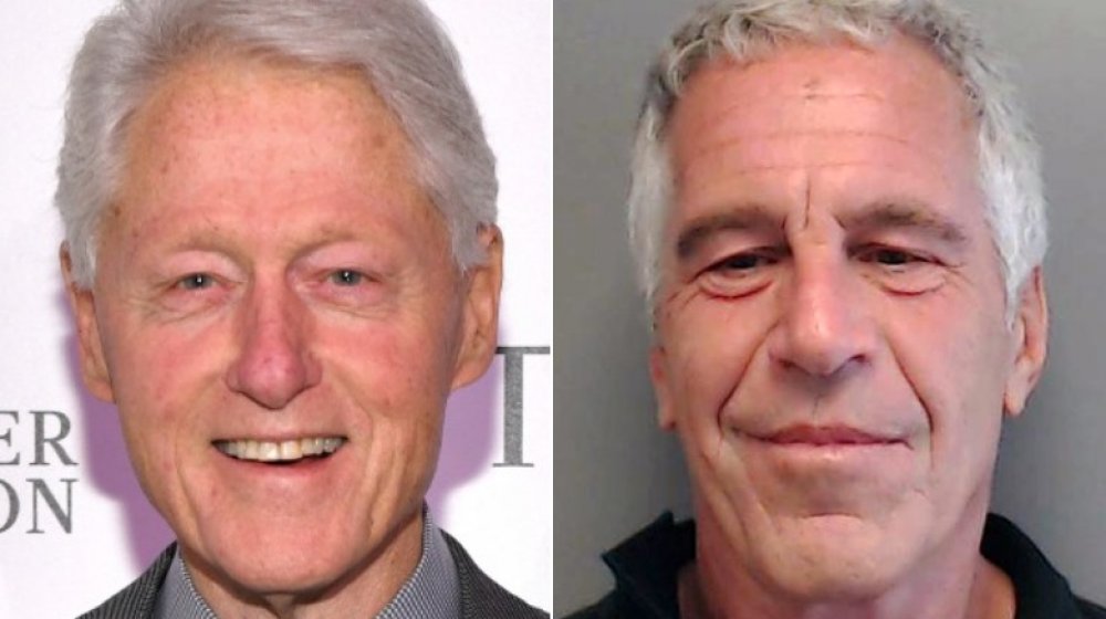 Bill Clinton at the TIME 100 Health Summit;  Jeffrey Epstein's mugshot